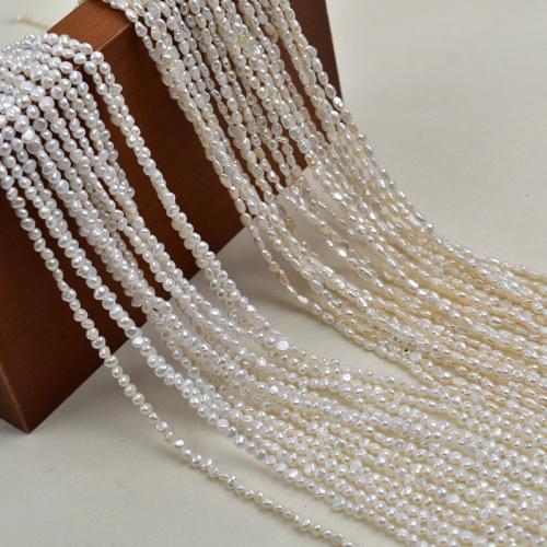 Perles nacres baroques de culture d'eau douce , perle d'eau douce cultivée, DIY, blanc, 3-4mm cm, Vendu par PC