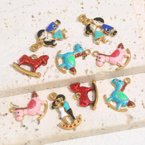 Emaille Edelstahl Anhänger, 304 Edelstahl, goldfarben plattiert, DIY, keine, verkauft von Tasche