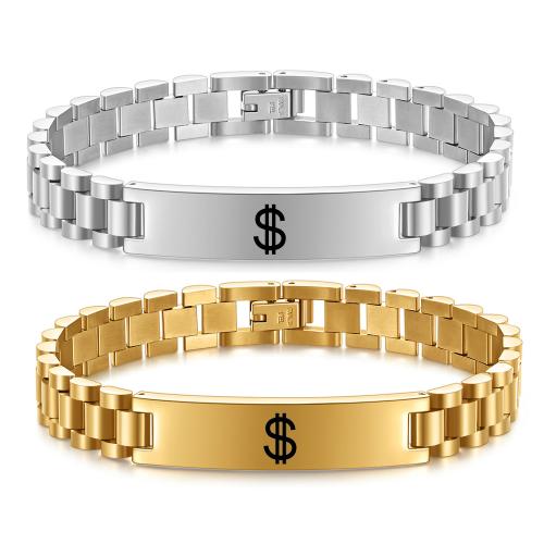 Stainless Steel Bike Chain Bracelet, 304 Stainless Steel, gold color plated, fashion jewelry & laser pattern 