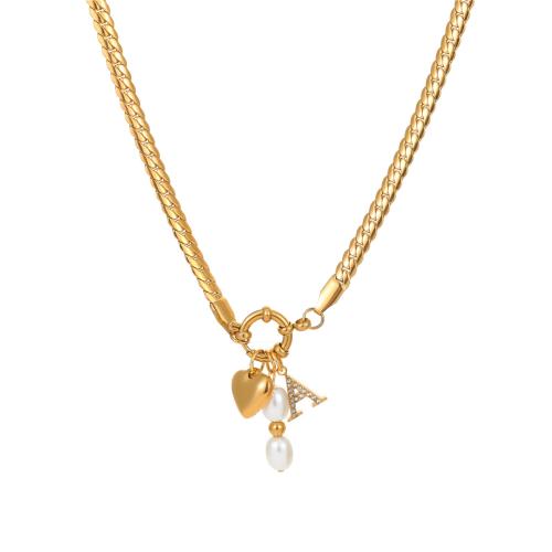 ステンレス鋼のジュエリーネックレス, 304ステンレススチール, とともに プラスチック製パール, 18Kゴールドメッキ, ファッションジュエリー & 女性用 & ライン石のある, 売り手 パソコン