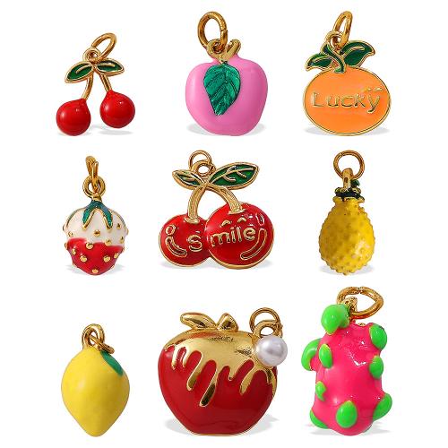 Emaille Edelstahl Anhänger, 304 Edelstahl, ObstFrucht, plattiert, DIY & verschiedene Stile für Wahl, verkauft von PC