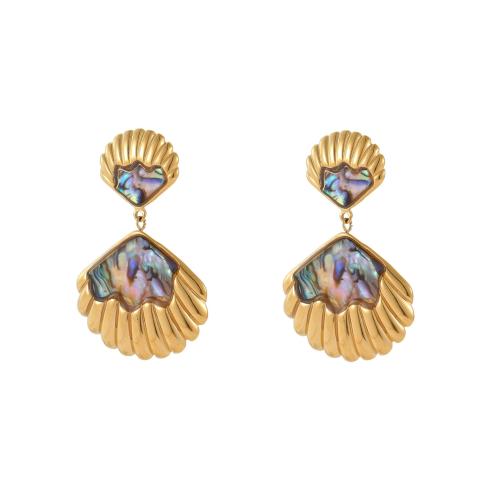 Abalone Shell Earring, 304 Stainless Steel, with Abalone Shell, 18K gold plated, fashion jewelry & for woman [