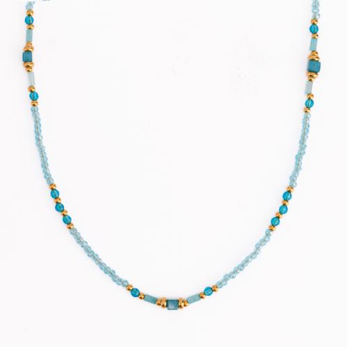 Glas Samenkorne Halskette, 304 Edelstahl, mit Seedbead & Naturstein, 18K vergoldet, Modeschmuck & verschiedene Stile für Wahl & für Frau, farbenfroh, verkauft von PC[