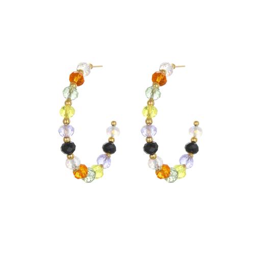 Arito de resina, acero inoxidable 304, con resina, chapado en color dorado, Joyería & para mujer, multicolor, Vendido por Par