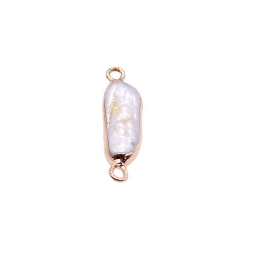 Freshwater Pearl Connector, with Brass, irregular, gold color plated, DIY, mixed colors 