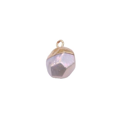 Cultured Freshwater Pearl Brass Pendant, with Brass, irregular, gold color plated, DIY, mixed colors 