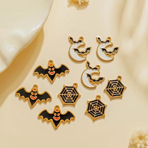 Pendant Halloween Fashion, Acier inoxydable 304, Placage de couleur d'or, Halloween Design & DIY & émail, plus de couleurs à choisir Vendu par sac[