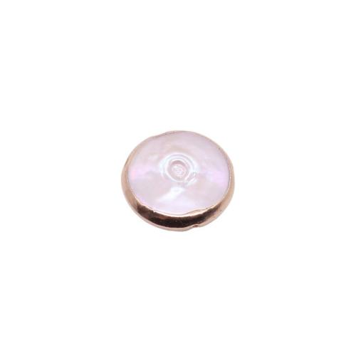 Cultured Freshwater Pearl Brass Pendant, with Brass, Flat Round, gold color plated, DIY, mixed colors 
