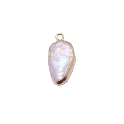 Cultured Freshwater Pearl Brass Pendant, with Brass, gold color plated, DIY, mixed colors 