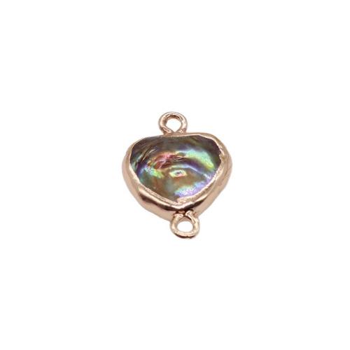 Freshwater Pearl Connector, with Brass, Heart, gold color plated, DIY, mixed colors 