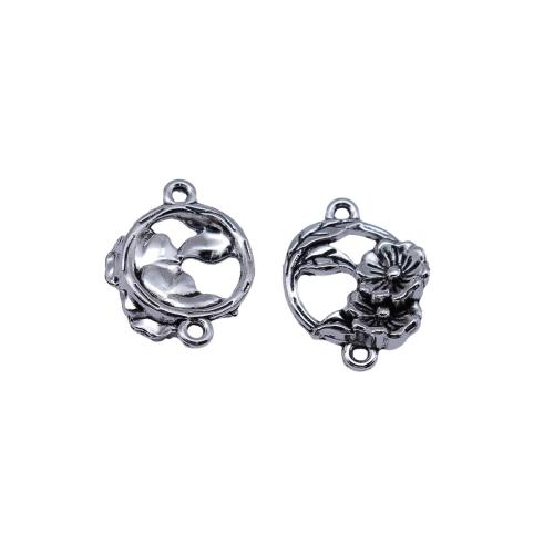 Flower Zinc Alloy Connector, plated, DIY & hollow, antique silver color [