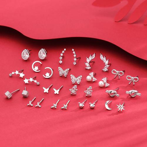 925スターリングシルバー スタッドイヤリング, 異なるスタイルを選択 & 女性用 & ライン石のある, 売り手 ペア[