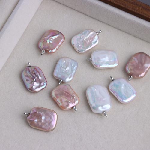 Cultured Freshwater Pearl Brass Pendant, Baroque, DIY 