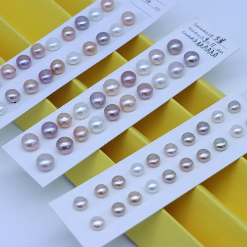 Perles nacres de culture d'eau douce demi percées , perle d'eau douce cultivée, Plat rond, DIY & semi-foré, plus de couleurs à choisir, 8-11MM, Vendu par lot