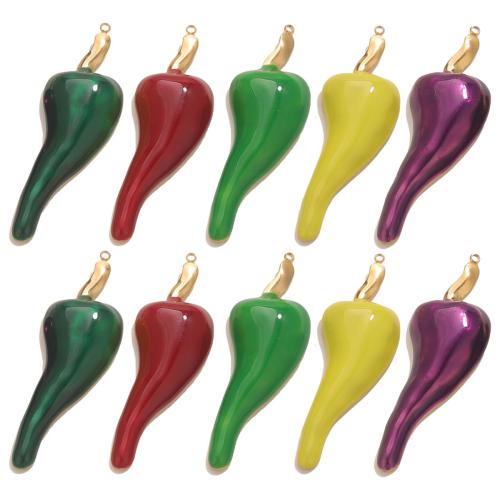 Emaille Edelstahl Anhänger, 304 Edelstahl, Chili, goldfarben plattiert, DIY, keine, verkauft von PC