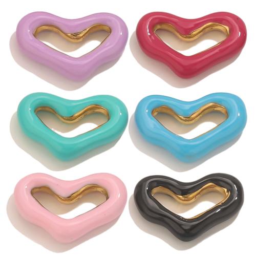 Pendentifs en acier inoxydable émail, Acier inoxydable 304, coeur, Plaqué or 18K, DIY, plus de couleurs à choisir Vendu par sac