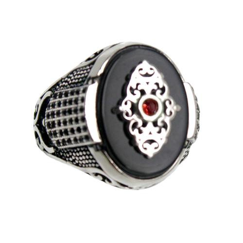Glass Zinc Alloy Finger Ring, with Glass & Acrylic, plated, embossed & for woman, antique silver color 