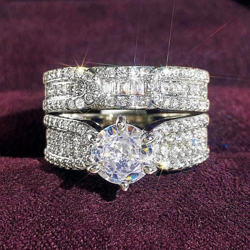 Цирконий Micro Pave Латунь палец кольцо, Другое покрытие, Мужская & разный размер для выбора & инкрустированное микро кубического циркония, продается Пара