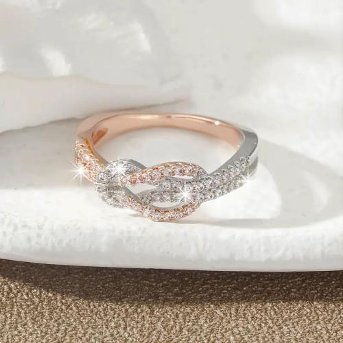 Цирконий Micro Pave Латунь палец кольцо, Другое покрытие, разный размер для выбора & инкрустированное микро кубического циркония & Женский & двухцветный & отверстие, продается PC