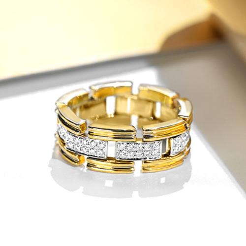 Цирконий Micro Pave Латунь палец кольцо, Другое покрытие, разный размер для выбора & инкрустированное микро кубического циркония & Женский & двухцветный & отверстие, продается PC