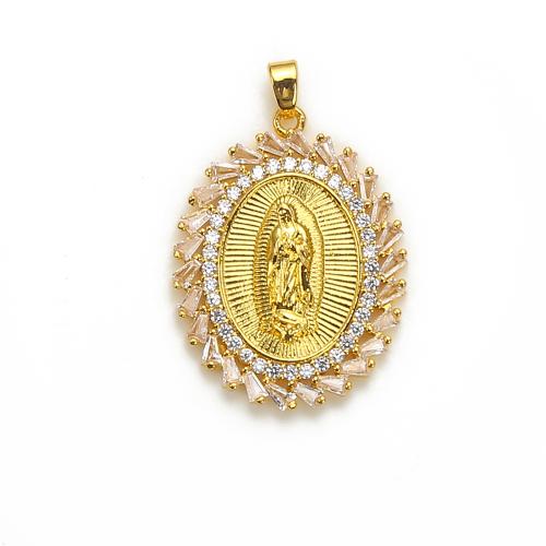 Cubic Zirconia Micro Pave Brass Pendant, with Crystal, gold color plated, DIY & micro pave cubic zirconia, golden 