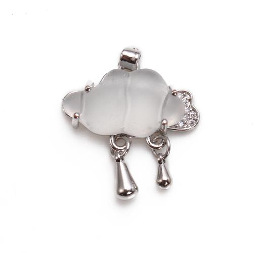 Resin Brass Pendants, with Resin, Cloud, plated, DIY, silver color 