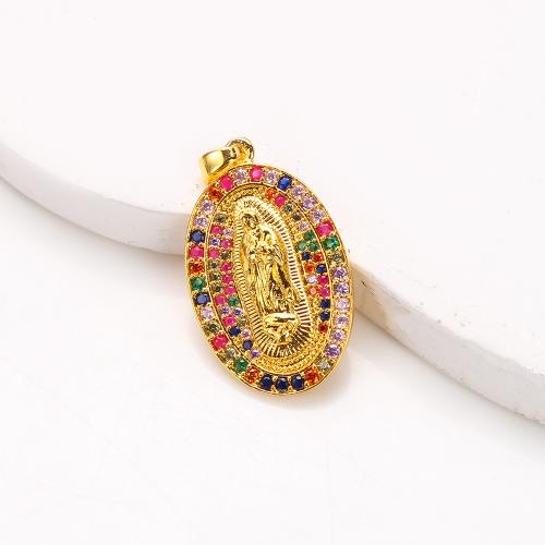 Cubic Zirconia Micro Pave Brass Pendant, plated, DIY & micro pave cubic zirconia, golden 