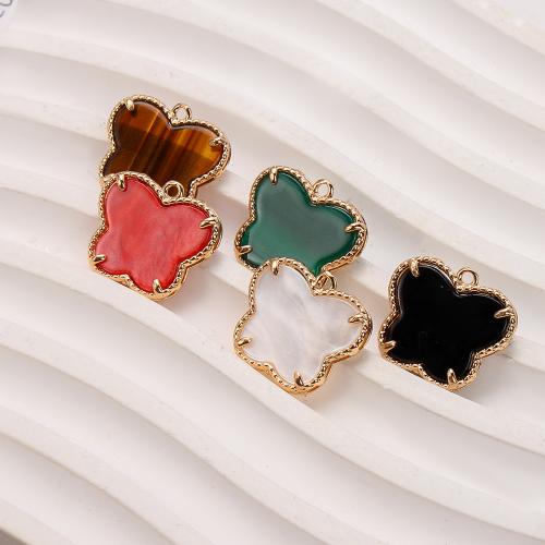Gemstone Pendantifs en laiton, avec pierre gemme, papillon, Placage, DIY, doré Vendu par sac