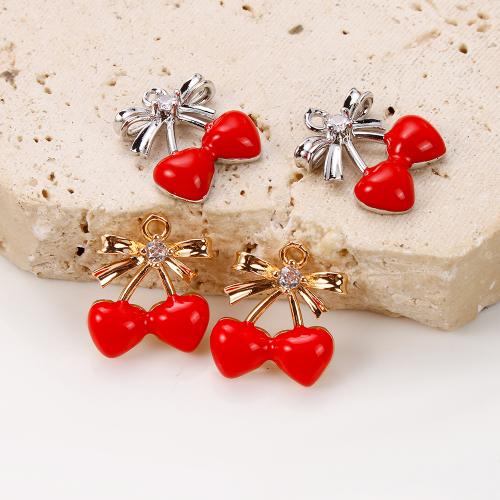 Emaille Messing Anhänger, Kirsche, plattiert, DIY & Micro pave Zirkonia, keine, 15.24x4.13x17.92mm, 20PCs/Tasche, verkauft von Tasche