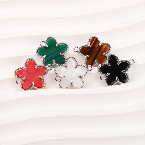 Connecteur de pierre gemme, laiton, avec pierre gemme, fleur, Placage, DIY, plus de couleurs à choisir Vendu par sac