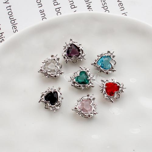 Crystal Brass Pendants, with Crystal, Heart, plated, DIY & micro pave cubic zirconia 