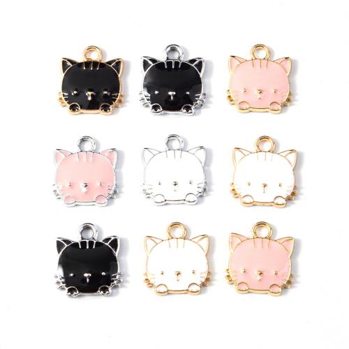 Colgantes de esmalte de la aleación del cinc, aleación de zinc, Gato, chapado, Bricolaje, más colores para la opción, 10PCs/Bolsa, Vendido por Bolsa