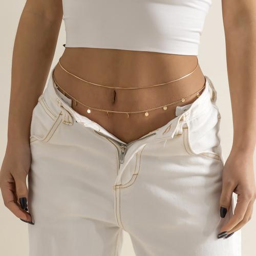 fer chaîne de taille, avec chaîne en laiton, Placage, styles différents pour le choix & pavé de micro zircon & pour femme, Vendu par PC