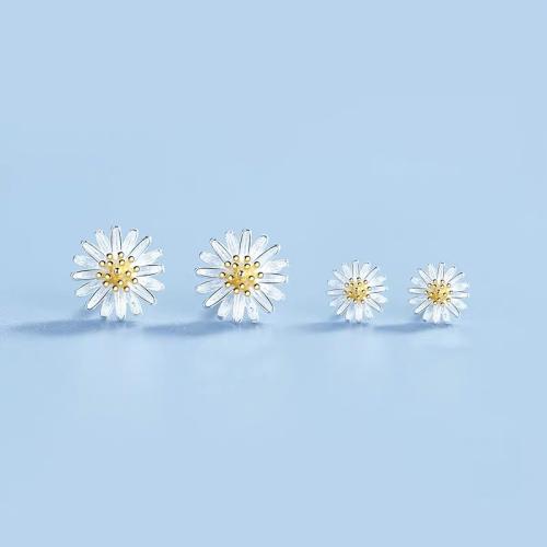 Argent sterling 925 boucle d oreille dormeuse, margueritepâquerette, normes différentes pour le choix & pour femme, Vendu par paire[