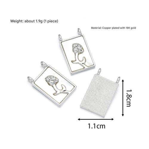 Brass Shell Pendants, with White Shell, gold color plated, DIY & double-hole 