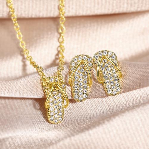 Zircon cubique Micro Pave parures de bijoux en laiton, Pantoufle, Placage, styles différents pour le choix & pavé de micro zircon & pour femme Environ 45 cm, Vendu par PC