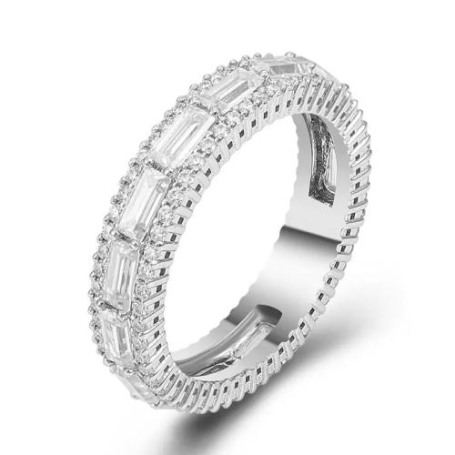 Цирконий Micro Pave Латунь палец кольцо, Другое покрытие, разный размер для выбора & инкрустированное микро кубического циркония & Женский, продается PC