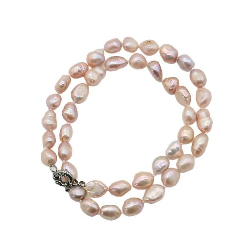 Природное пресноводное жемчужное ожерелье, Пресноводные жемчуги, с Нержавеющая сталь 304, Стиль Барокко, ювелирные изделия моды, разноцветный, 9-10mm, длина:47 см, продается Strand