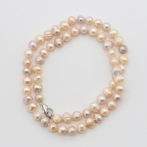 Природное пресноводное жемчужное ожерелье, Пресноводные жемчуги, с Нержавеющая сталь 304, Стиль Барокко, ювелирные изделия моды, разноцветный, 7-8mm, длина:44 см, продается Strand