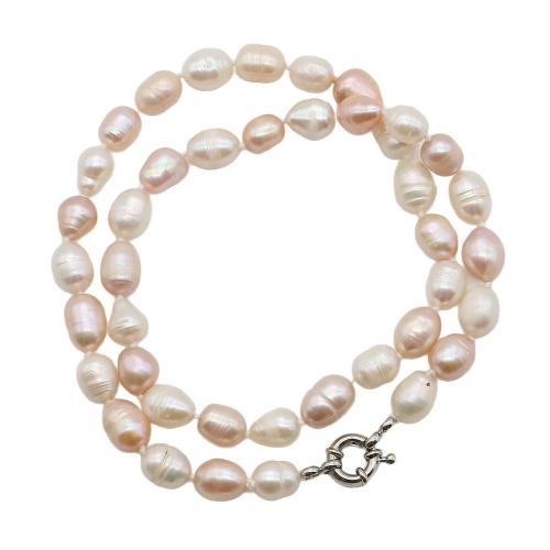 Природное пресноводное жемчужное ожерелье, Пресноводные жемчуги, с Нержавеющая сталь 304, Стиль Барокко, ювелирные изделия моды, разноцветный, 7-8mm, длина:44 см, продается PC