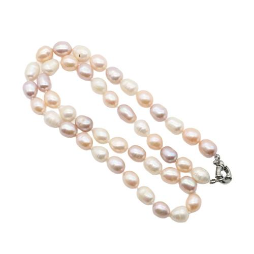 Природное пресноводное жемчужное ожерелье, Пресноводные жемчуги, с Нержавеющая сталь 304, Стиль Барокко, ювелирные изделия моды, разноцветный, 9-10mm, длина:51 см, продается Strand