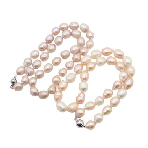 Природное пресноводное жемчужное ожерелье, Пресноводные жемчуги, с Нержавеющая сталь 304, Стиль Барокко, ювелирные изделия моды, разноцветный, 11-12mm, длина:44 см, продается PC