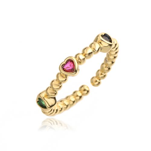 Цирконий Micro Pave Латунь палец кольцо, 18K позолоченный, разные стили для выбора & инкрустированное микро кубического циркония & Женский, Золотой, продается PC