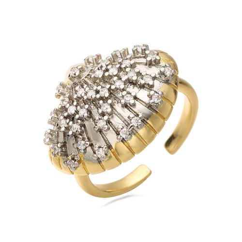 Цирконий Micro Pave Латунь палец кольцо, Другое покрытие, разные стили для выбора & инкрустированное микро кубического циркония & Женский, Золотой, продается PC