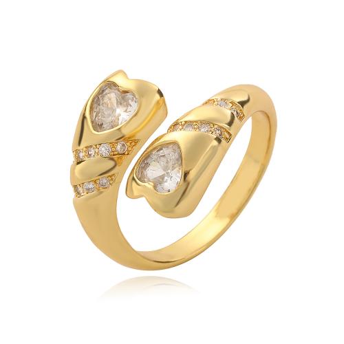 Цирконий Micro Pave Латунь палец кольцо, 18K позолоченный, разные стили для выбора & инкрустированное микро кубического циркония & Женский, Золотой, продается PC