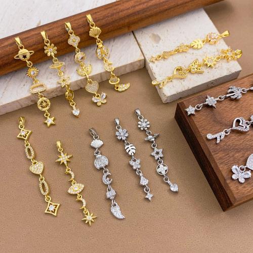 Cubic Zirconia Micro Pave Brass Pendant, plated, DIY & micro pave cubic zirconia 