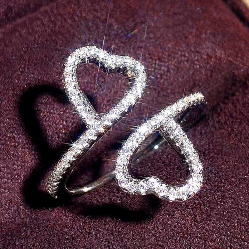 Цирконий Micro Pave Латунь палец кольцо, Другое покрытие, инкрустированное микро кубического циркония & Женский & отверстие, продается PC