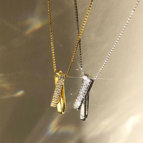 Корень Циркон Микро вымощает латунь ожерелье, Латунь, Другое покрытие, ювелирные изделия моды & инкрустированное микро кубического циркония & Женский, Много цветов для выбора, длина:Приблизительно 45 см, продается PC