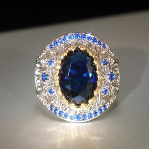 Ensemble d'anneau de laiton, avec verre, Placage, normes différentes pour le choix & pour femme & deux tons, Vendu par PC