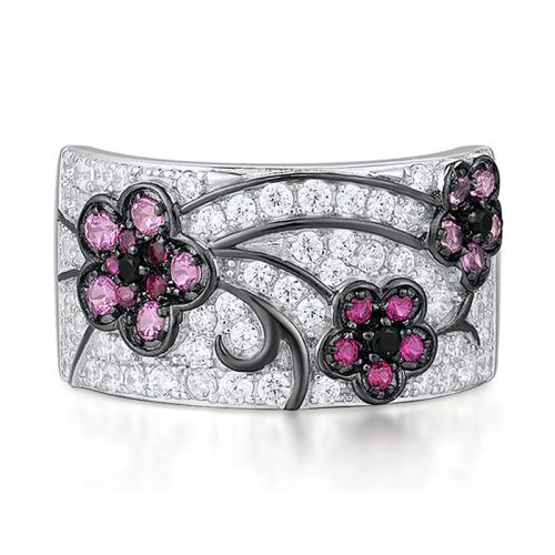 Цирконий Micro Pave Латунь палец кольцо, Другое покрытие, разный размер для выбора & инкрустированное микро кубического циркония & Женский & двухцветный, продается PC